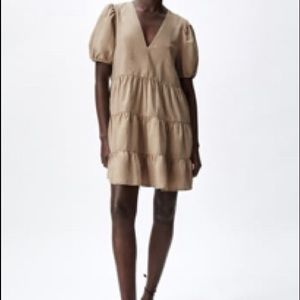 Zara linen blend tier dress Sand color